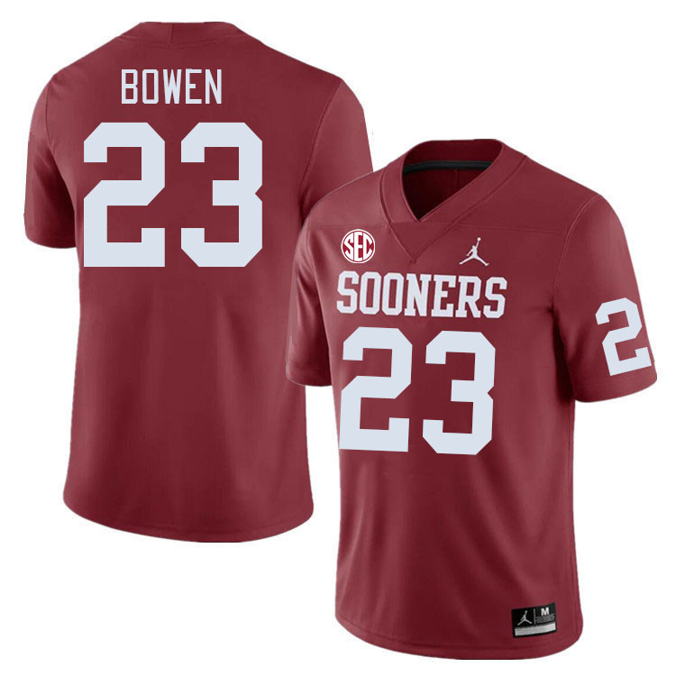 #23 Eli Bowen Oklahoma Sooners 2024 SEC Conference College Football Jerseys-Crimson